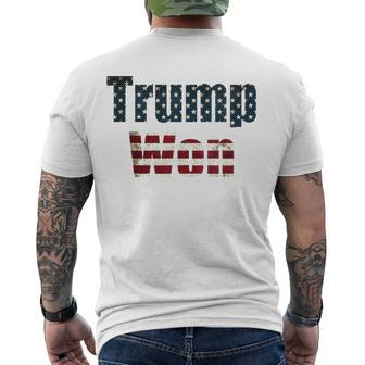 Womens Trump Won Fourth Of July Flag 2024 V-Neck Men's Back Print T-shirt | Mazezy