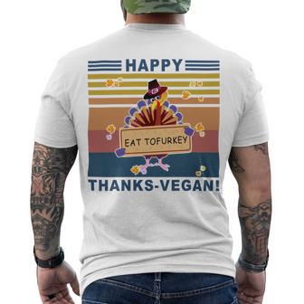 Turkey Happy Thanks Vegan Turkey Vintage Retro Men's Crewneck Short Sleeve Back Print T-shirt | Favorety