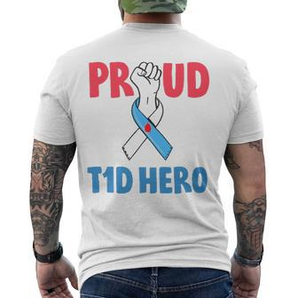 Type 1 Diabetes Awareness Proud Dad T1d Hero Diabetes Dad Men's Back Print T-shirt | Mazezy UK