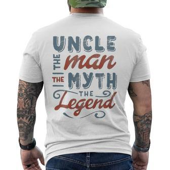 Uncle The Man Myth Legend Fathers Day Mens Men's Back Print T-shirt | Mazezy