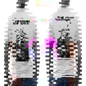 Unicorn Lover Tired Unicorn Men's Back Print T-shirt | Mazezy