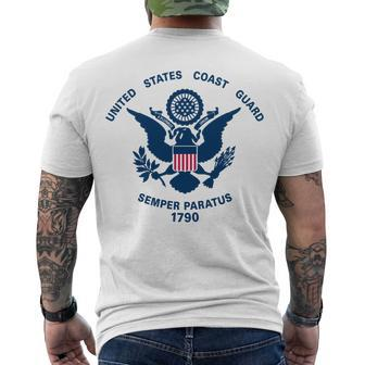 United States Coast Guard Uscg Logo Police Veteran Patriotic Men's T-shirt Back Print - Seseable