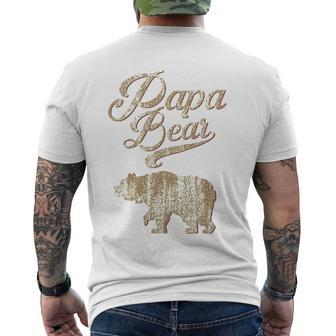 Vintage Papa Bear Dad Fathers Day Father Gift Tee Men's Crewneck Short Sleeve Back Print T-shirt