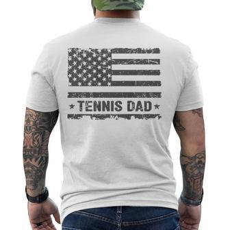 Vintage Tennis Dad America Us Flag Patriot Men's Back Print T-shirt | Mazezy