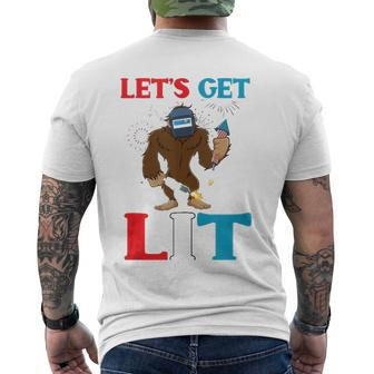 Welders 4Th Of July Bigfoot Sasquatch Welding Men's Back Print T-shirt | Mazezy