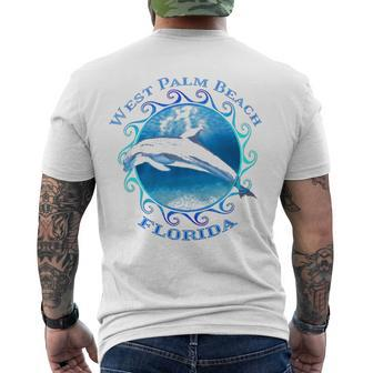 West Palm Beach Florida Vacation Souvenir Dolphin Men's Back Print T-shirt | Mazezy
