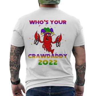 Whos Your Crawdaddy Crawfish Flag Mardi Gras Kids Men Women Men's Back Print T-shirt | Mazezy
