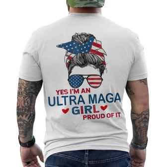 Yes Im An Ultra Maga Girl Proud Of It Usa Flag Messy Men's Crewneck Short Sleeve Back Print T-shirt | Favorety