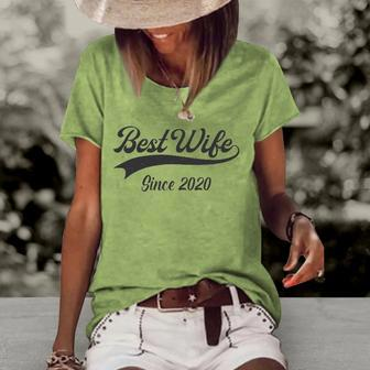 2Nd Wedding Aniversary Gift For Her - Best Wife Since 2020 Married Couples Women's Short Sleeve Loose T-shirt | Mazezy