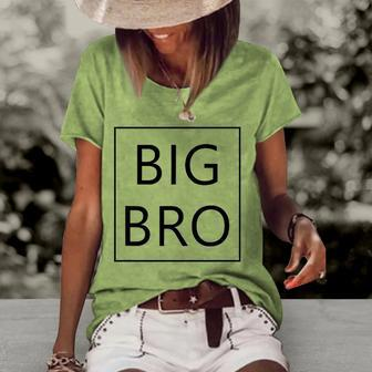 Big Bro Brother Announcement Gifts Dada Mama Family Matching Women's Short Sleeve Loose T-shirt | Mazezy