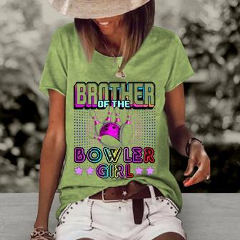 Brother Of The Bowler Girl Matching Family Bowling Birthday Women's Short Sleeve Loose T-shirt | Mazezy UK