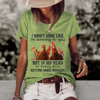 Chickens Farmer I Might Look Like Im Listening To You Women's Short Sleeve Loose T-shirt | Mazezy