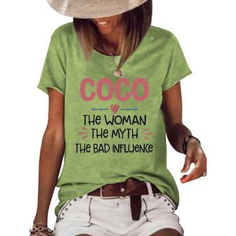 Coco Grandma Coco The Woman The Myth The Bad Influence Women's Loose T-shirt - Seseable