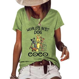 Coco Grandma Worlds Best Dog Coco Women's Loose T-shirt - Seseable