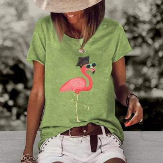 Cute Graduation 2022 Flamingo Grad 2022 Graduating Flamingo Women's Short Sleeve Loose T-shirt | Mazezy