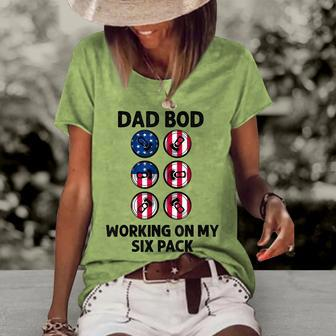 Dad Bod Working On My Six Pack Beer Flag 4Th Of July Women's Loose T-shirt - Seseable