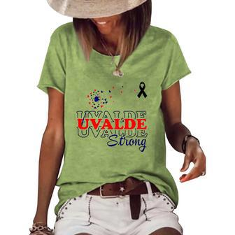 Dandelion Uvalde Strong Texas Strong Pray Protect Kids Not Guns Women's Short Sleeve Loose T-shirt | Mazezy