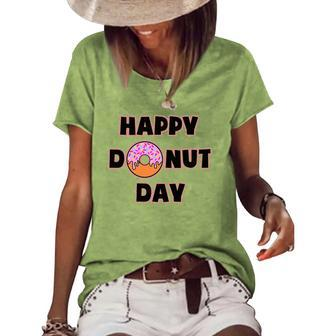 Donut Design For Women And Men - Happy Donut Day Women's Short Sleeve Loose T-shirt | Mazezy