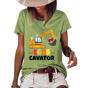 Excavator Shirts For Toddler Boys Girls Easter Eggs Cavator Women's Short Sleeve Loose T-shirt | Favorety UK