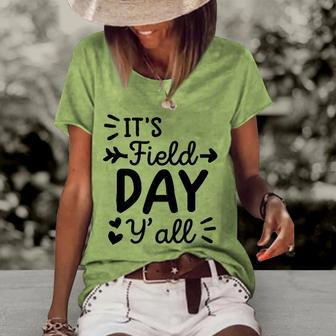 Field Day Green For Teacher Field Day Tee School Women's Short Sleeve Loose T-shirt | Mazezy