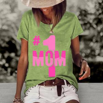 Hashtag Number One Mom Mothers Day Idea Mama Women Women's Short Sleeve Loose T-shirt | Mazezy
