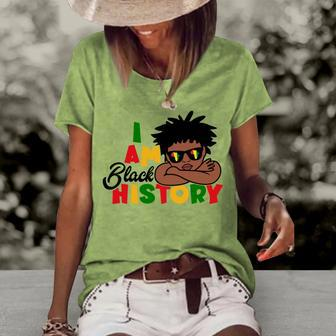I Am Black History For Kids Boys Black History Month Women's Short Sleeve Loose T-shirt - Monsterry CA