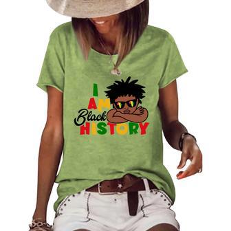 I Am Black History For Kids Boys Black History Month Women's Short Sleeve Loose T-shirt | Favorety CA