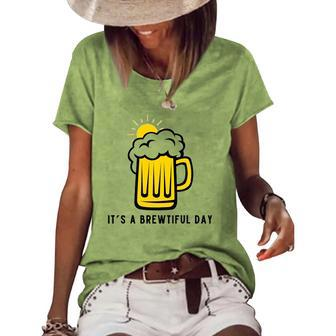 Its A Brewtiful Day Beer Mug Women's Short Sleeve Loose T-shirt | Mazezy