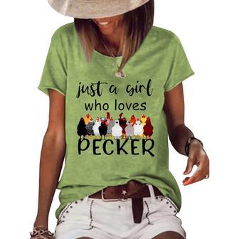 Just A Girl Who Loves Peckers 861 Shirt Women's Short Sleeve Loose T-shirt | Favorety CA