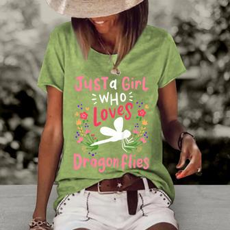 Kids Dragonfly Just A Girl Who Loves Dragonflies Women's Loose T-shirt - Seseable