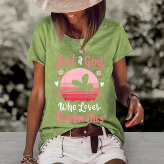 Kids Dragonfly Just A Girl Who Loves Dragonflies V2 Women's Loose T-shirt - Seseable
