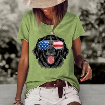 Labrador Retriever Usa American Flag Dog Dad Mom 4Th Of July Women's Loose T-shirt - Seseable