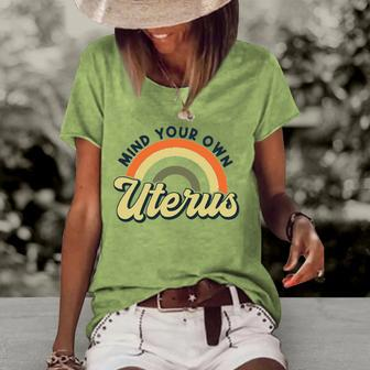 Mind Your Own Uterus Rainbow My Uterus My Choice Women's Short Sleeve Loose T-shirt | Mazezy