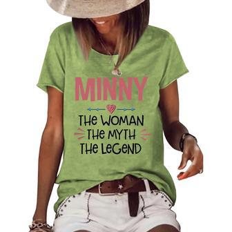 Minny Grandma Minny The Woman The Myth The Legend Women's Loose T-shirt - Seseable