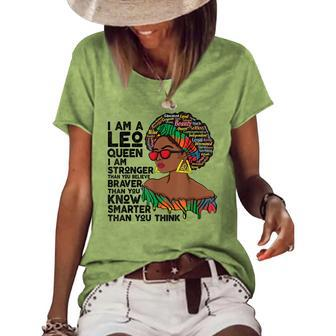 Proud Afro Leo Queen July August Birthday Leo Zodiac Sign Women's Loose T-shirt - Seseable