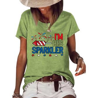 Mens Im His Sparkler 4Th Of July Matching Couples For Her Women's Loose T-shirt - Seseable