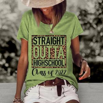 Straight Outta High School Class Of 2022 Graduation Boy Girl Women's Short Sleeve Loose T-shirt | Mazezy