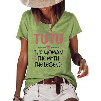 Tutu Grandma Tutu The Woman The Myth The Legend Women's Loose T-shirt - Seseable