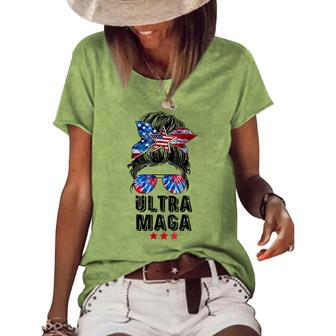Ultra Mega Messy Bun 2022 Proud Ultra-Maga We The People  Women's Short Sleeve Loose T-shirt
