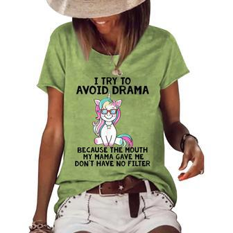 Unicorns I Try To Avoid Drama Because The Mouth V2 Women's Loose T-shirt - Seseable