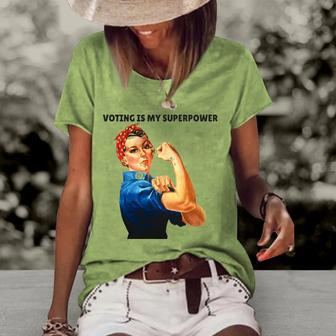 Voting Is My Superpowerfeminist Womens Rights Women's Short Sleeve Loose T-shirt | Mazezy