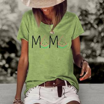 Watermelon Mama - Mothers Day Gift - Funny Melon Fruit Women's Short Sleeve Loose T-shirt | Mazezy
