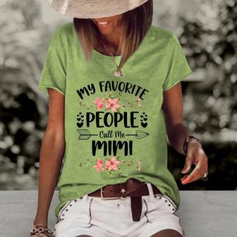 Womens My Favorite People Call Me Mimi Mothers Day Gifts Women's Short Sleeve Loose T-shirt | Mazezy