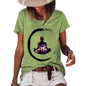 Zen Buddhism Inspired Enso Cosmic Yoga Meditation Art Women's Loose T-shirt - Seseable