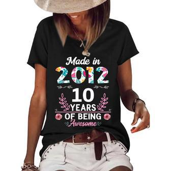 10 Years Old Gifts 10Th Birthday Born In 2012 Women Girls V2 Women's Short Sleeve Loose T-shirt - Seseable