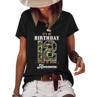12 Birthday Pre Teenager Boy Or Girl 12 Years Old Women's Short Sleeve Loose T-shirt | Mazezy