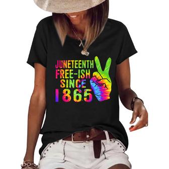 Juneteenth Free-Ish Since 1865 Women  Tie-Dye  Women's Short Sleeve Loose T-shirt
