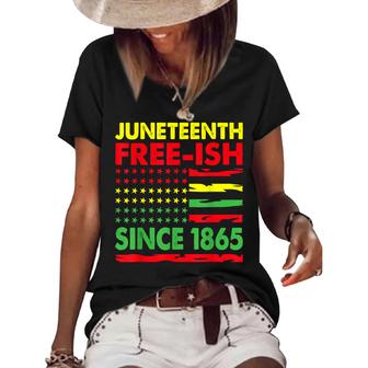 Juneteenth Free-Ish Since 1865 Pan African Flag 1865   Women's Short Sleeve Loose T-shirt
