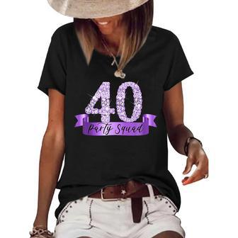 40Th Birthday Party Squad I Purple Group Photo Decor Outfit Women's Short Sleeve Loose T-shirt - Seseable