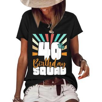 40Th Birthday Squad Vintage Retro Funny 40 Year Old Birthday Women's Short Sleeve Loose T-shirt - Seseable